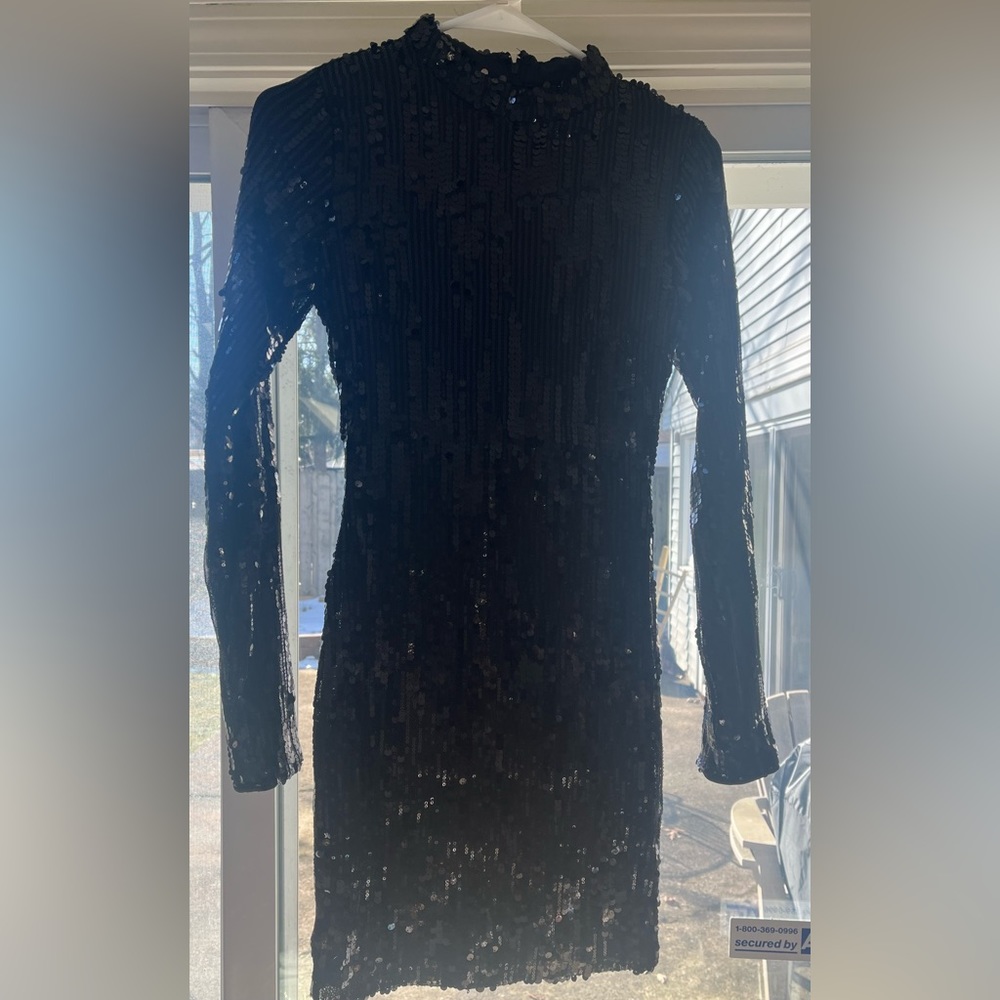 a.peach Black Sequined Dress, Size S, EUC